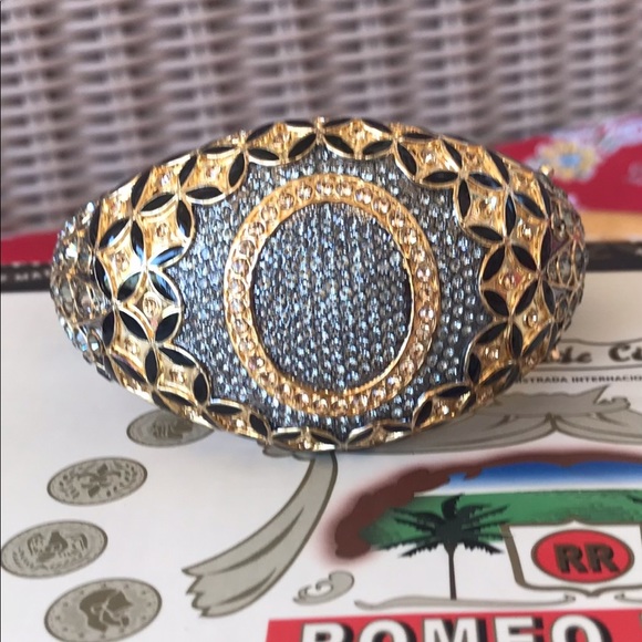 Jewelry - Fabulous vintage black enamel and faux diamond bracelet.